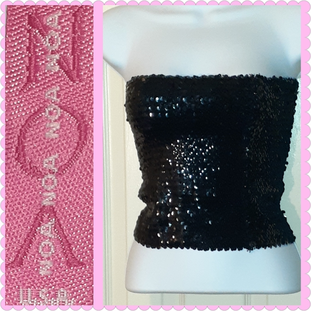 NOA~JUST SHINE..Black Sequin Tube Top